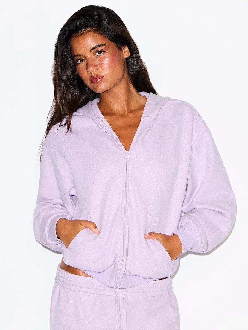 Skims Classic Zip Up Hoodie Purple